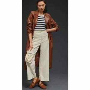 Anthropologie Maeve The Colette Cropped Wide-Leg Corduroy Pants Ivory 31